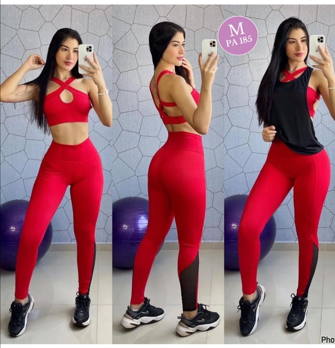 Conjunto deportivo para dama top cruzado