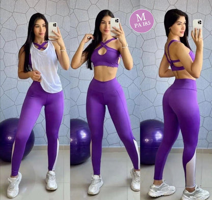 Conjunto deportivo para dama top cruzado