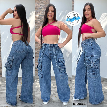 Pantalones jeans corte alto para dama